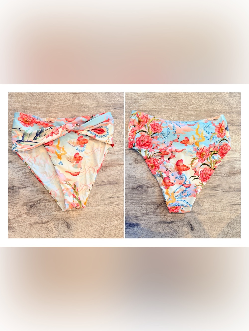 Agua Bendita Lily Fish & Floral Colorful Bikini Bottom NWT - Picture 2 of 6